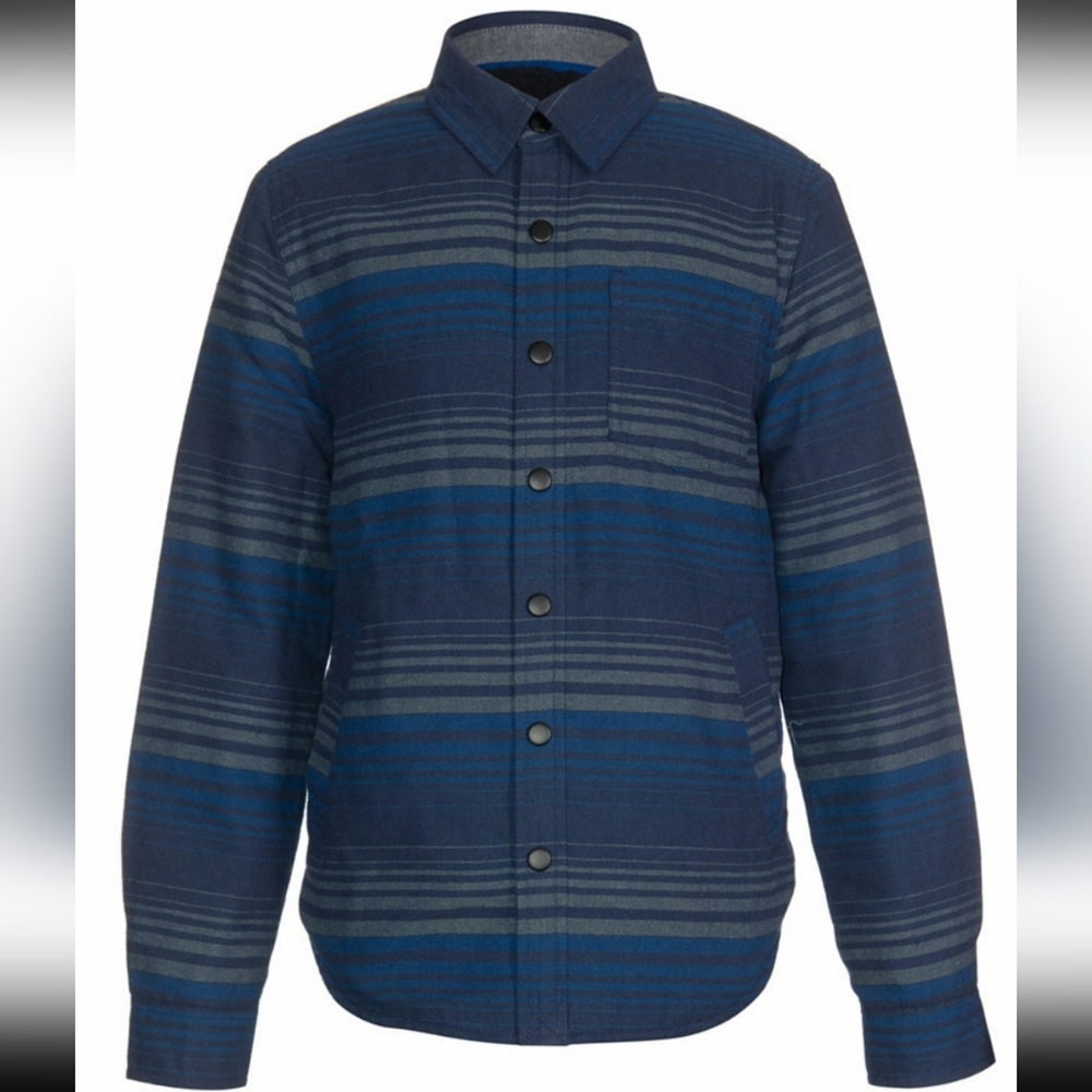 NWT Univibe Blue Faux Fur Lining Striped Flannel Shirt Jacket Size M